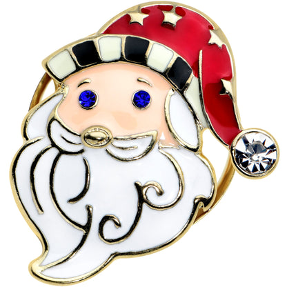 Color Gem Gold Tone Snazzy Santa Christmas Double Flare Plug Set