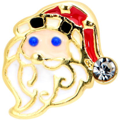 20G 7mm Clear Gem Gold Tone Santa Christmas L Shape Nose Ring