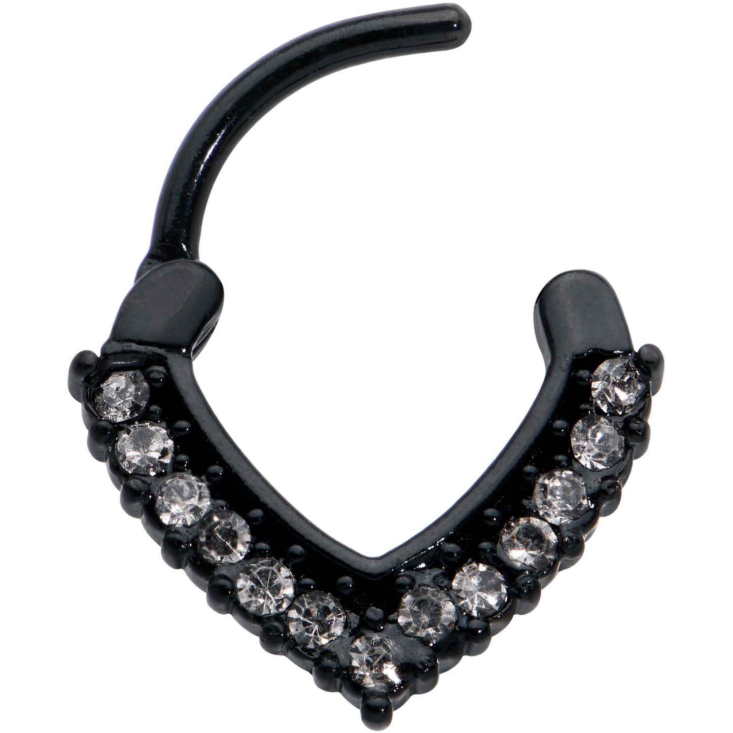 16G 5/16 Clear CZ Gem Black Classic Chevron Cartilage Clicker