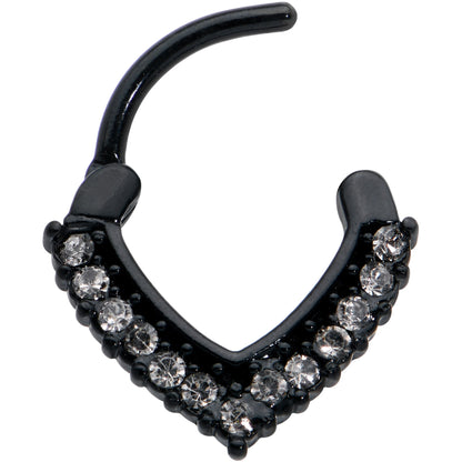 16G 5/16 Clear CZ Gem Black Classic Chevron Cartilage Clicker