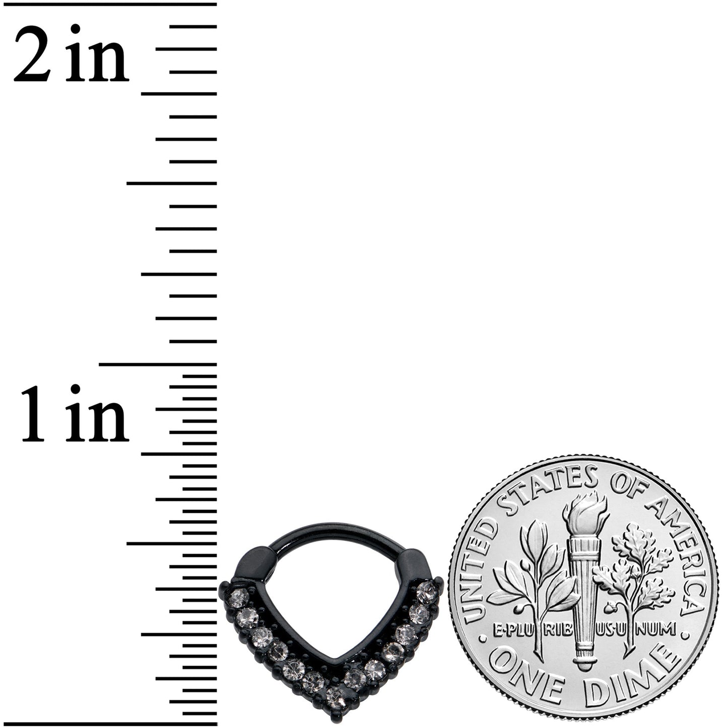 16G 5/16 Clear CZ Gem Black Classic Chevron Cartilage Clicker