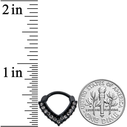 16G 5/16 Clear CZ Gem Black Classic Chevron Cartilage Clicker