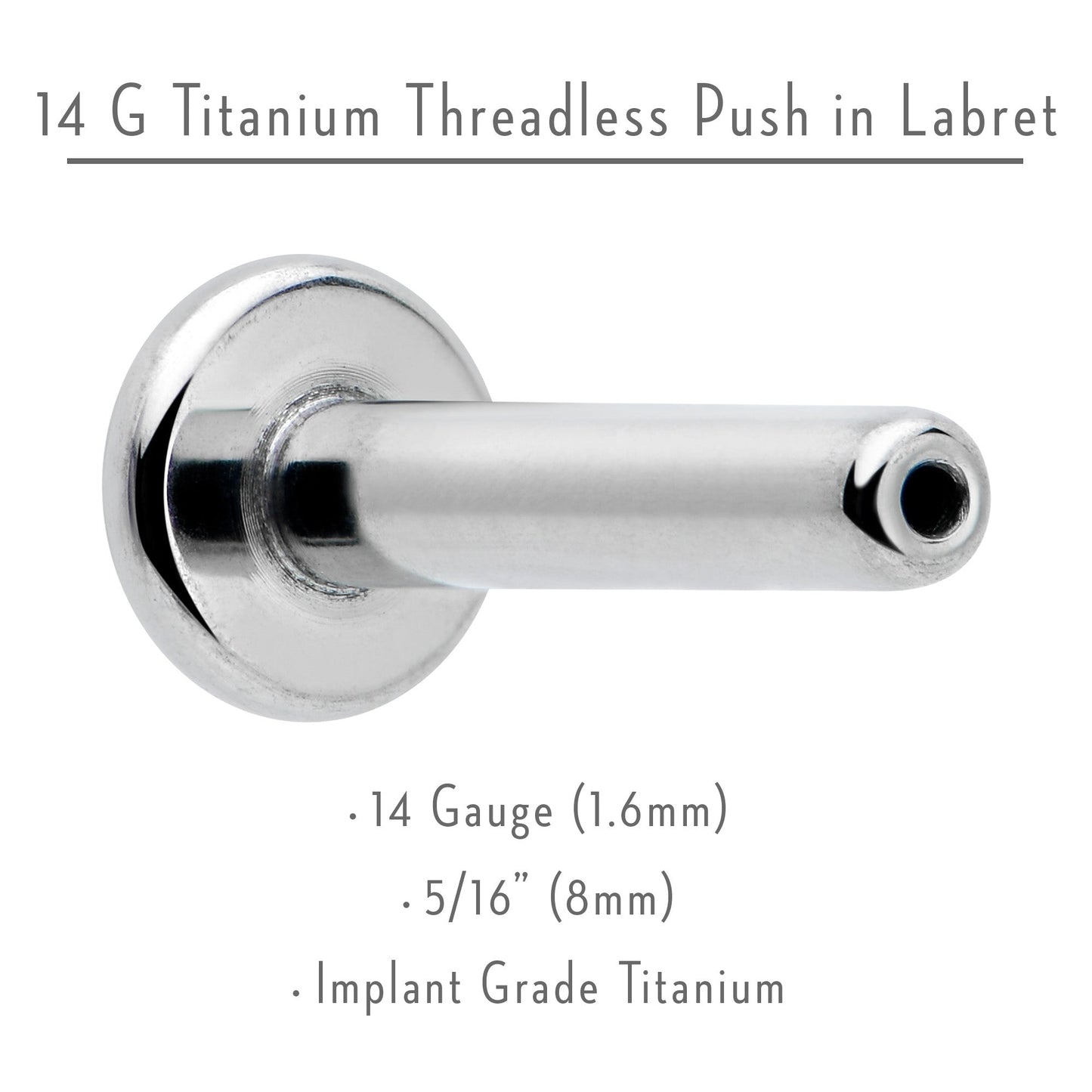 14G 5/16 G23 Titanium Threadless Post Only Labret Monroe Tragus