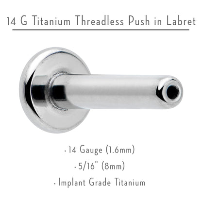 14G 5/16 G23 Titanium Threadless Post Only Labret Monroe Tragus