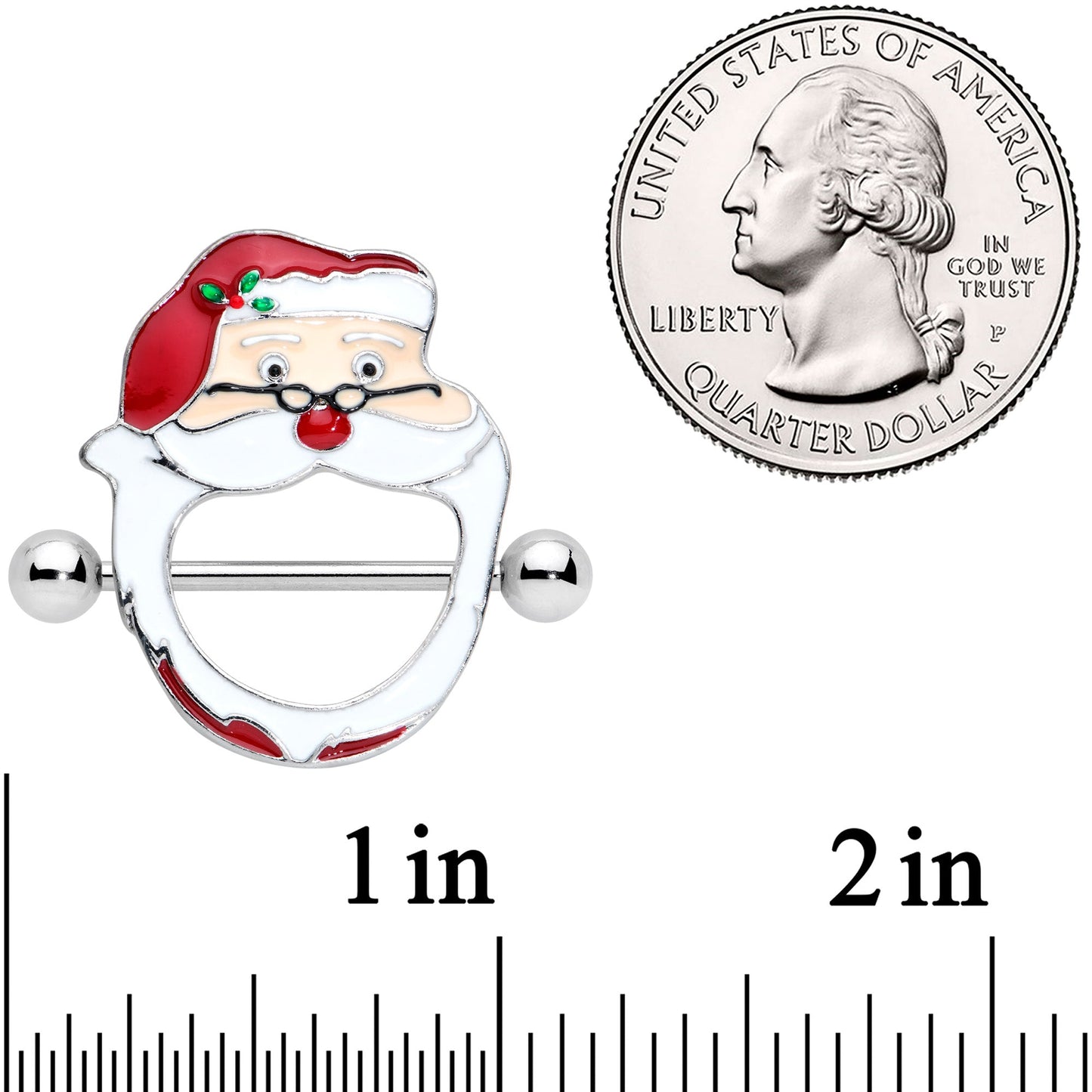 14G 5/8 Festive Red Nosed Santa Claus Christmas Nipple Shield Set