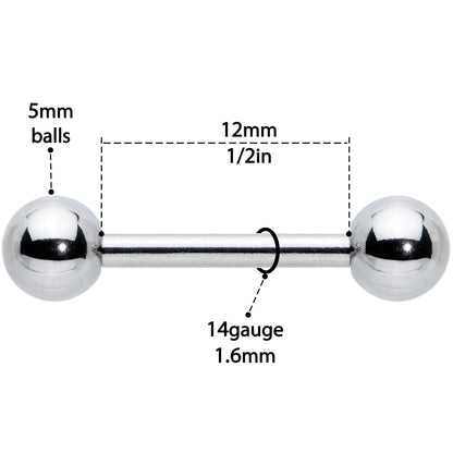 14G 1/2 Simple Classic Barbell Nipple Ring Set