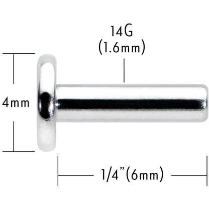 14G 1/4 G23 Titanium Threadless Post Only Labret Monroe Tragus