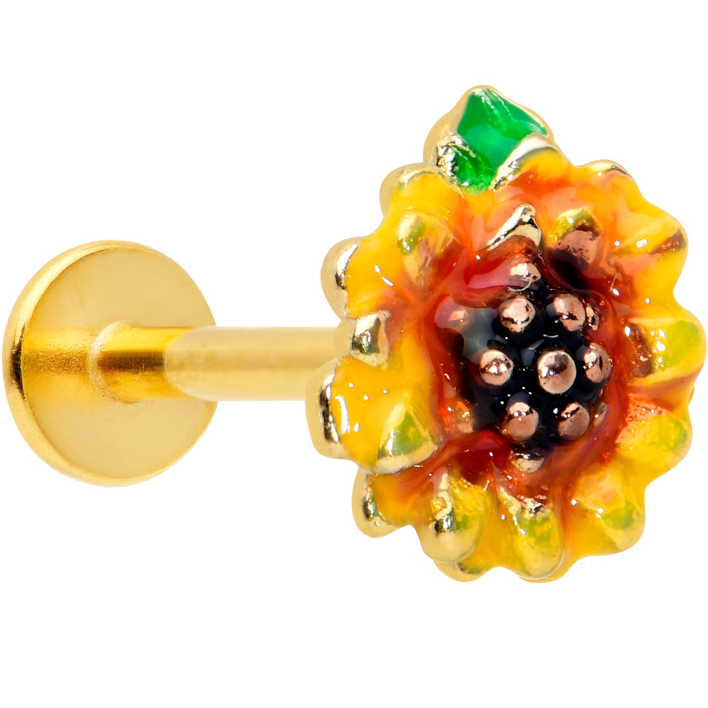 16G 5/16 Gold Tone Summer Sunflower Labret Monroe Tragus