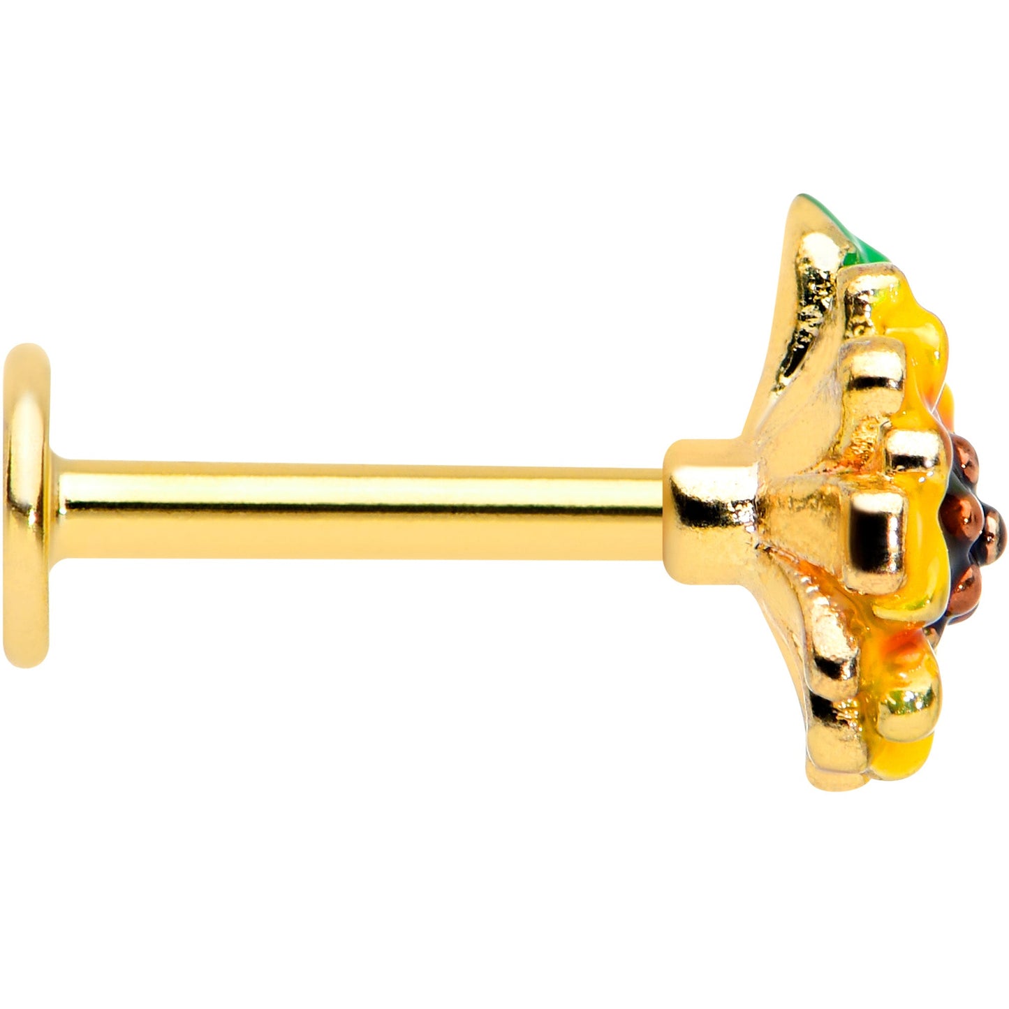 16G 5/16 Gold Tone Summer Sunflower Labret Monroe Tragus