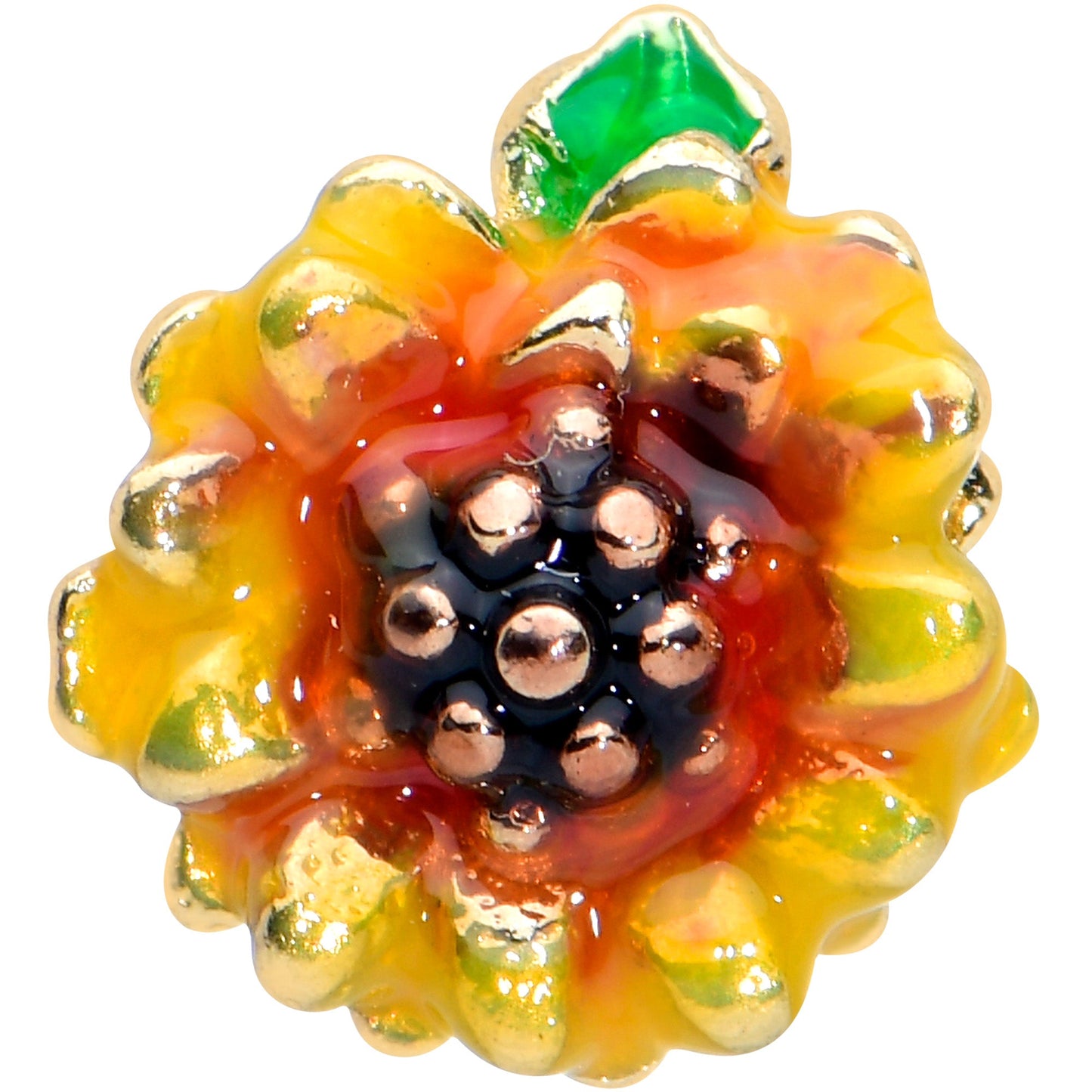 16G 1/4 Gold Tone Summer Sunflower Cartilage Tragus Earring