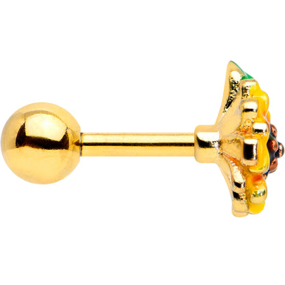 16G 1/4 Gold Tone Summer Sunflower Cartilage Tragus Earring