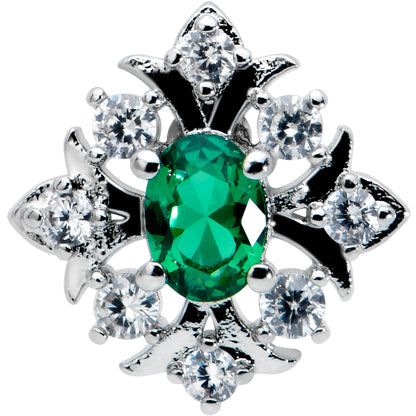 16G 5/16 Green Gem Ornate Art Deco Labret Monroe Tragus