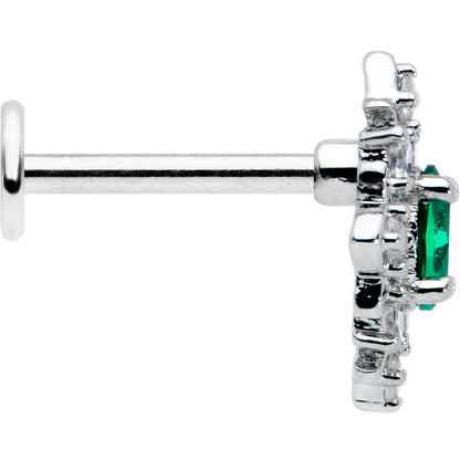 16G 5/16 Green Gem Ornate Art Deco Labret Monroe Tragus