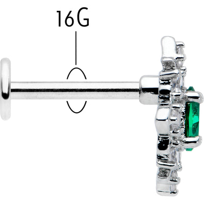 16G 5/16 Green Gem Ornate Art Deco Labret Monroe Tragus