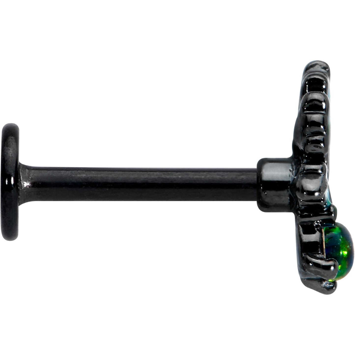 16G 5/16 Green Synthetic Opal Black Fall Leaf Labret Monroe Tragus