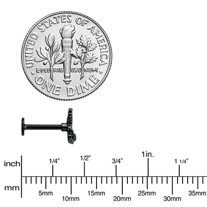 16G 5/16 Green Synthetic Opal Black Fall Leaf Labret Monroe Tragus