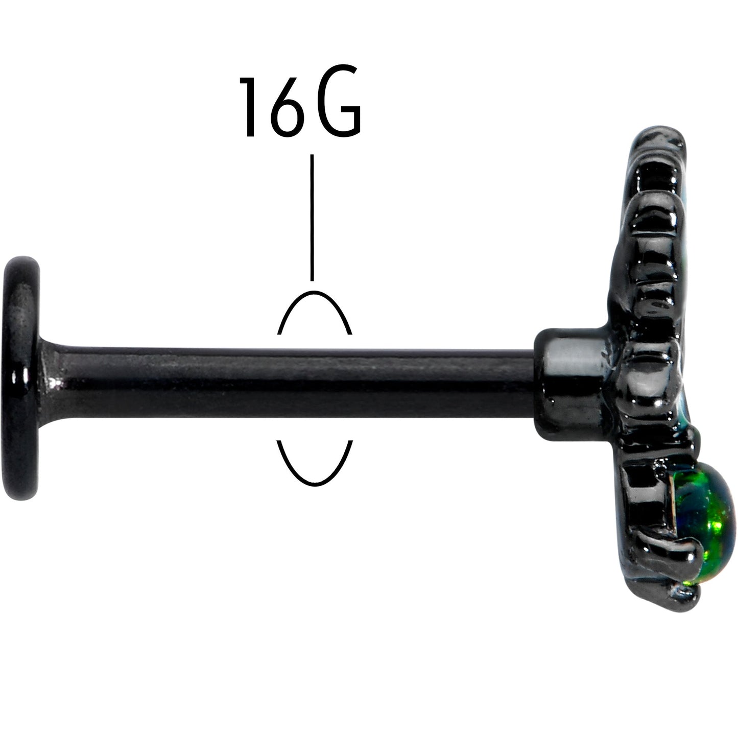 16G 5/16 Green Synthetic Opal Black Fall Leaf Labret Monroe Tragus