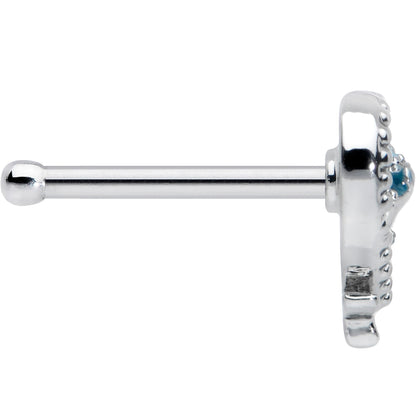 20G 1/4 Textured Blue Dolphin Heart Nose Bone