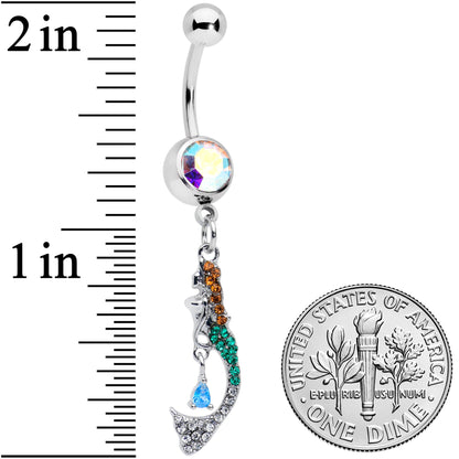 Aurora Green Gem Fancy Fashion Mermaid Dangle Belly Ring