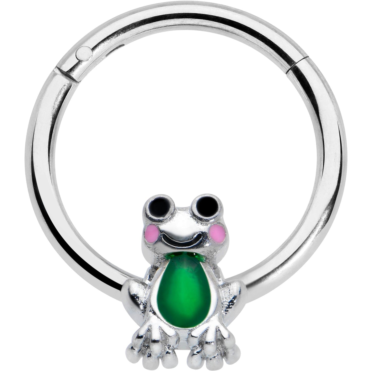 16G 3/8 Green Groovy Frog Hinged Segment Ring
