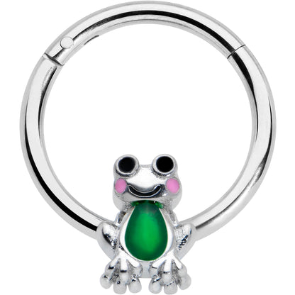 16G 3/8 Green Groovy Frog Hinged Segment Ring