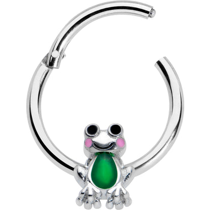 16G 3/8 Green Groovy Frog Hinged Segment Ring