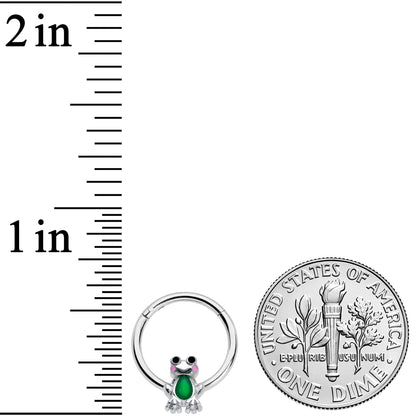 16G 3/8 Green Groovy Frog Hinged Segment Ring
