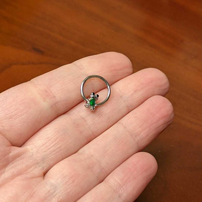 16G 3/8 Green Groovy Frog Hinged Segment Ring