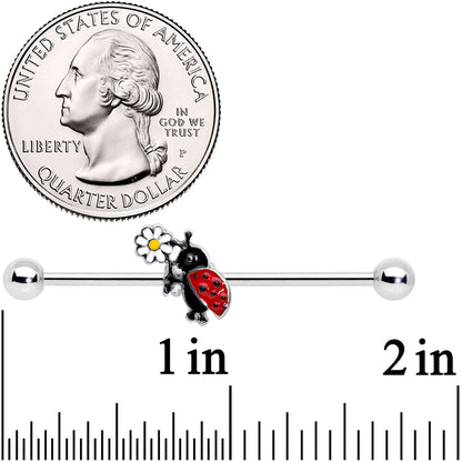 14G Gold Tone Spike UV Ladybug Industrial Barbell 38mm Set of 3