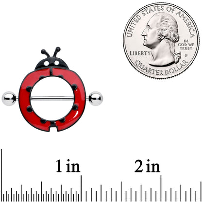 14G 11/16 Happy Red Ladybug Nipple Shield Set