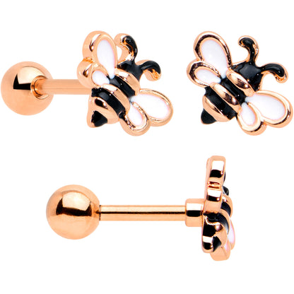 16G 1/4 Rose Gold Tone Bee Smile Flower Cartilage Tragus Set of 3