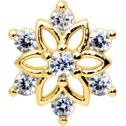 16G 1/4 Clear Gem Gold Tone Flower Snowflake Christmas Cartilage Tragus