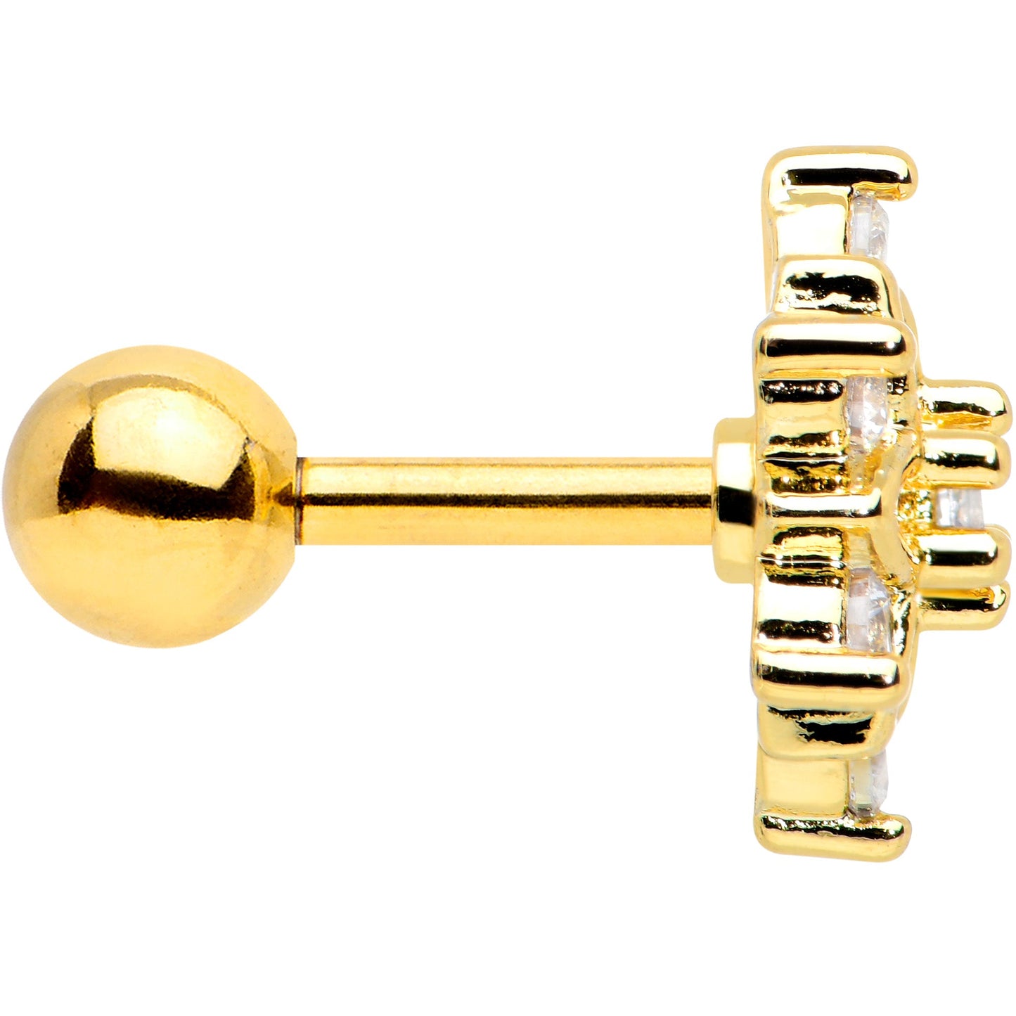 16G 1/4 Clear Gem Gold Tone Flower Snowflake Christmas Cartilage Tragus