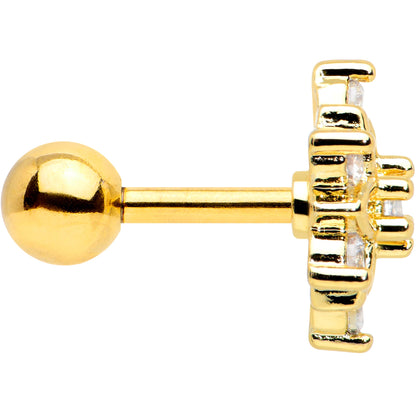 16G 1/4 Clear Gem Gold Tone Flower Snowflake Christmas Cartilage Tragus