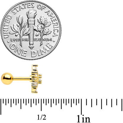 16G 1/4 Clear Gem Gold Tone Flower Snowflake Christmas Cartilage Tragus