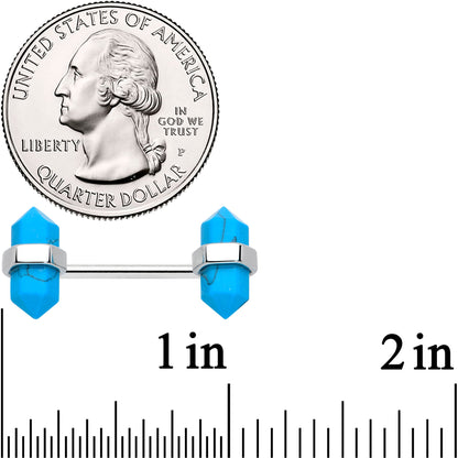 14G 5/8 Blue Turquoise Stone Hippie Barbell Nipple Ring Set