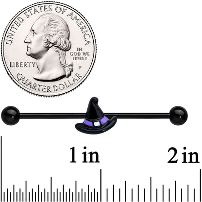 14G Black Purple Band Witch Hat Halloween Industrial Barbell 38mm