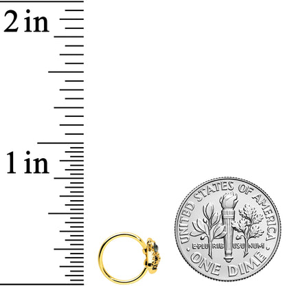 20G 5/16 Black Gem Gold Tone Angular Bee Nose Hoop