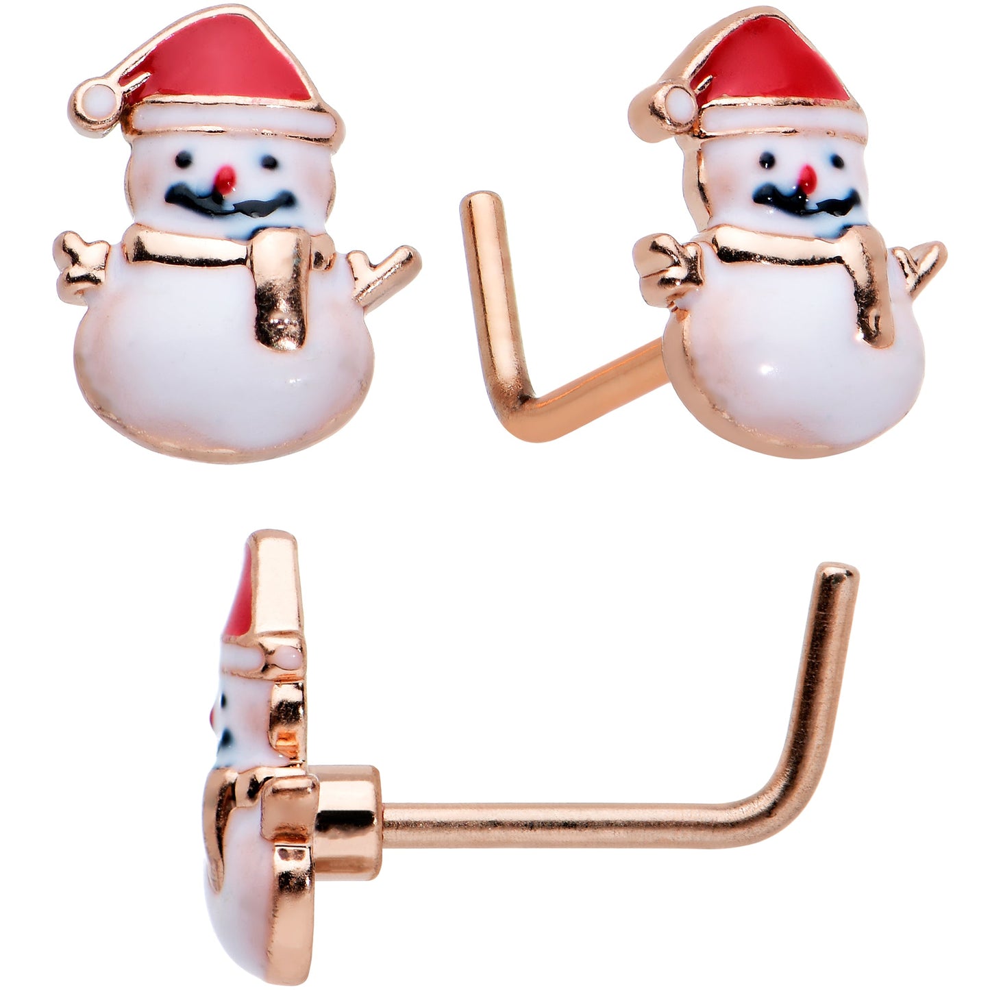 20G 1/4  5/16 Red Gem Rosy Tone Christmas Nose Bone Hoop Set of 4