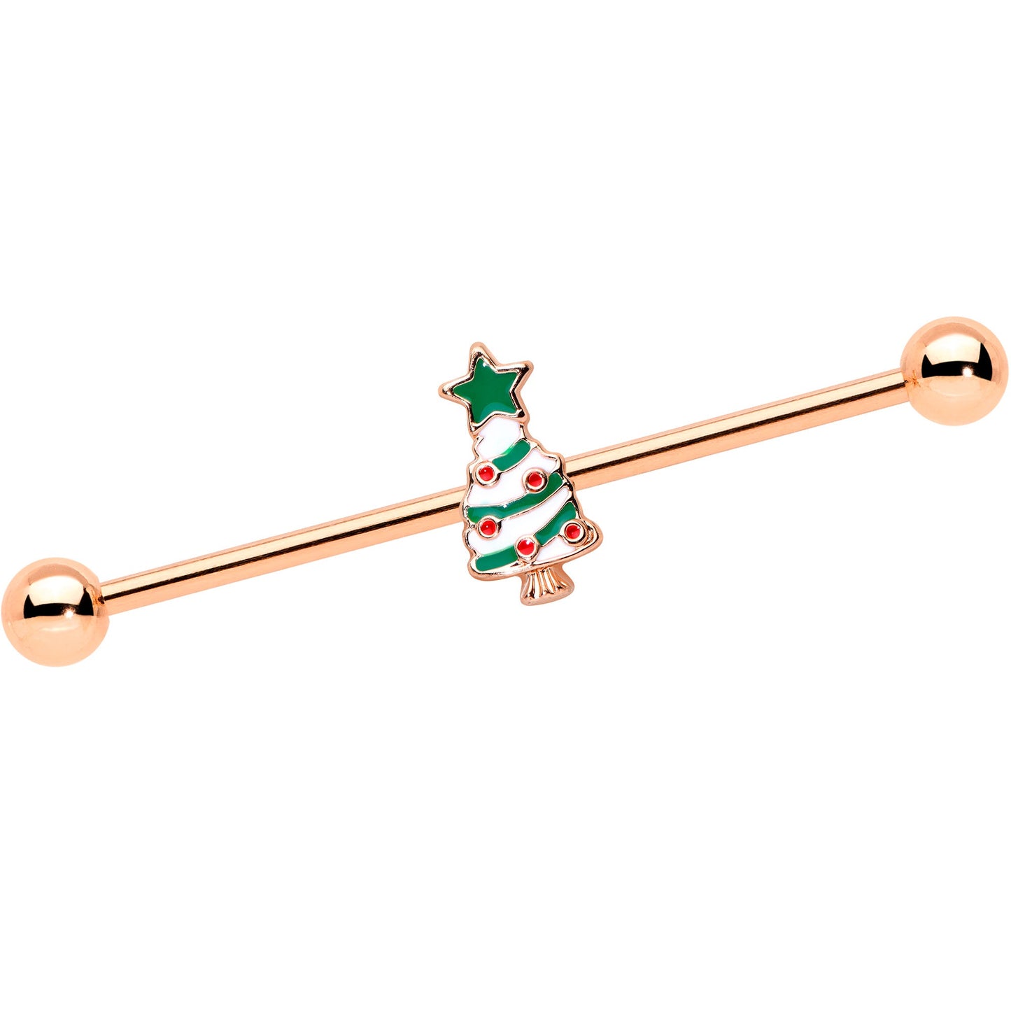 14G Red Gem Snowman Christmas Industrial Barbell 38mm Set of 2