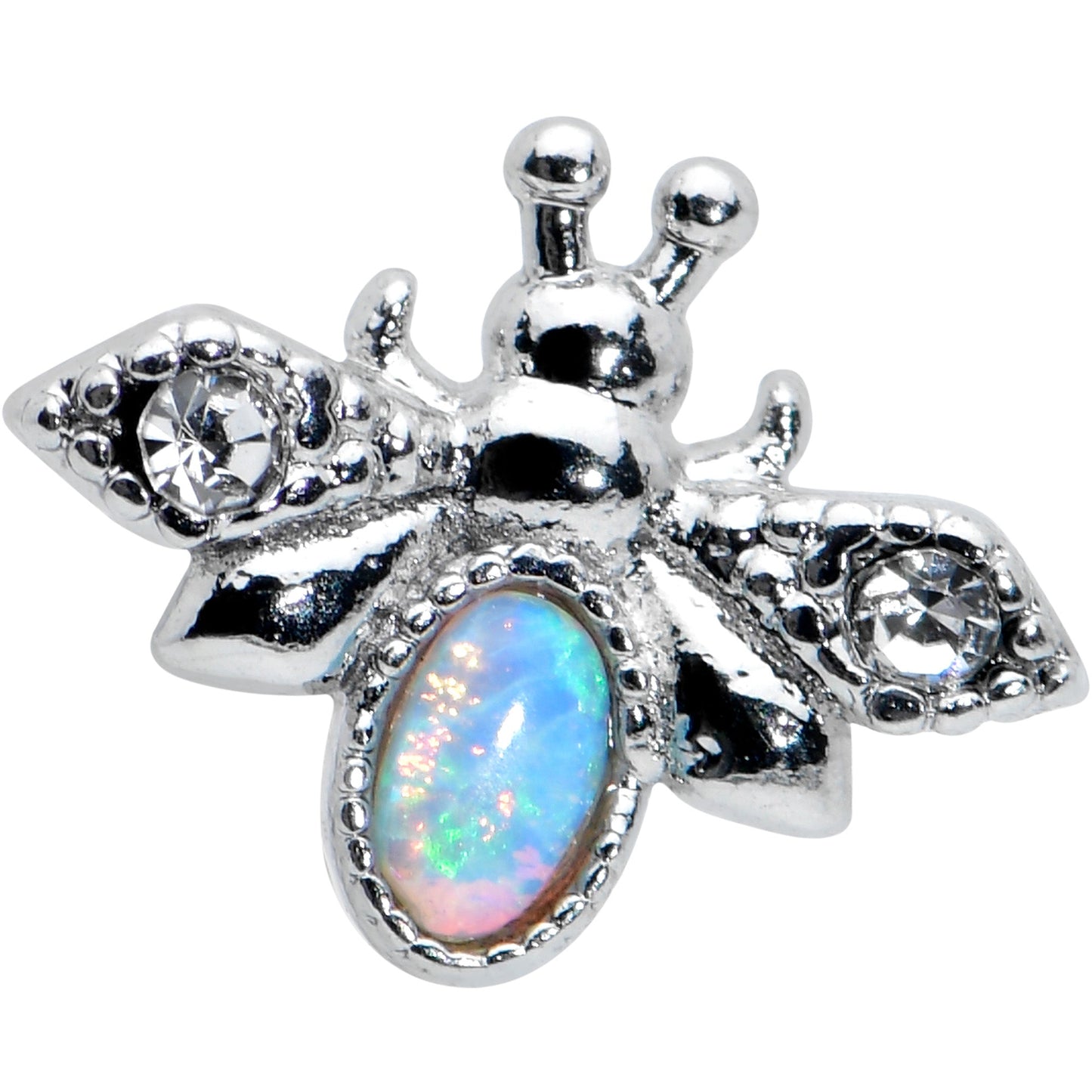 16G 5/16 White Synthetic Opal Insect Labret Monroe Tragus