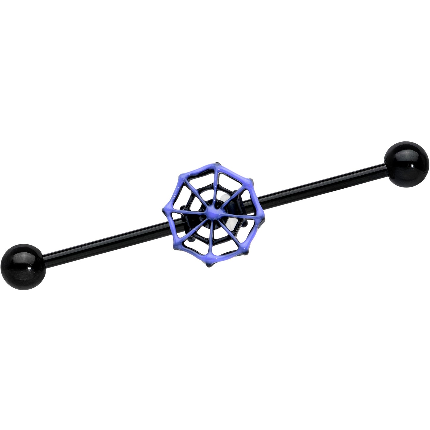 14G Black Purple Spider Web Halloween Industrial Barbell 38mm