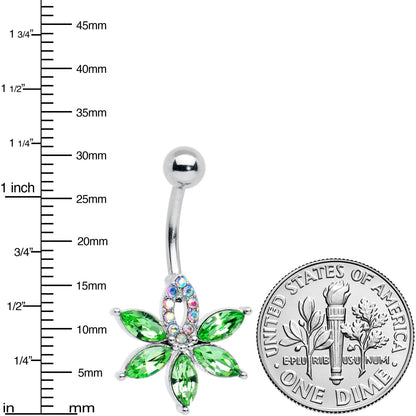 Aurora Green Gem Pot Leaf Belly Ring