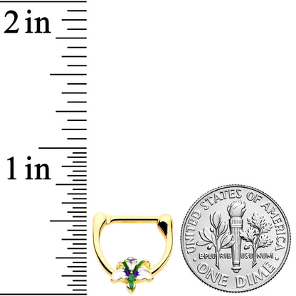 16G 5/16 Clear Gem Gold Tone Iris Flower Cartilage Clicker