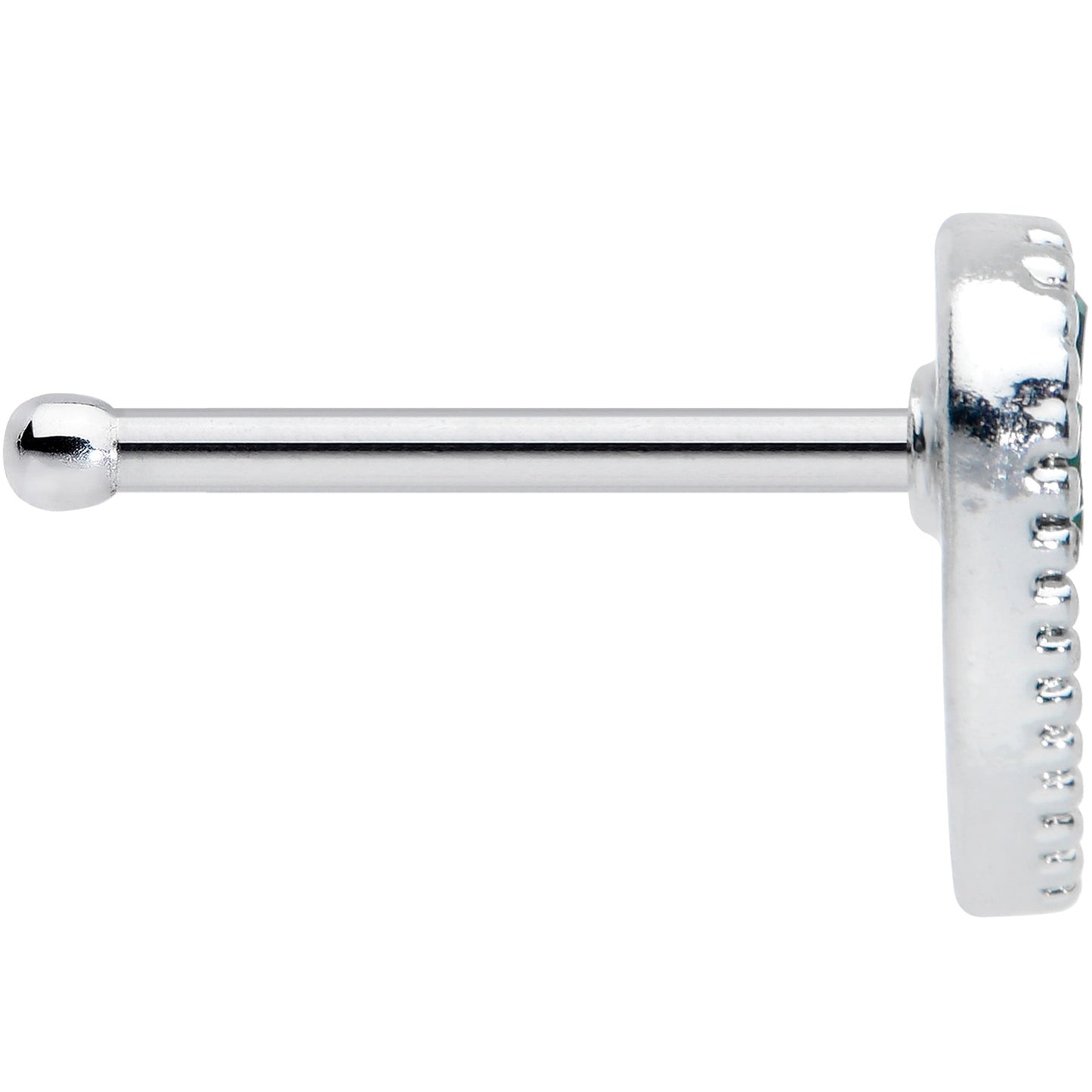 20G 1/4 Green Gem Heart Tree Valentine Nose Bone