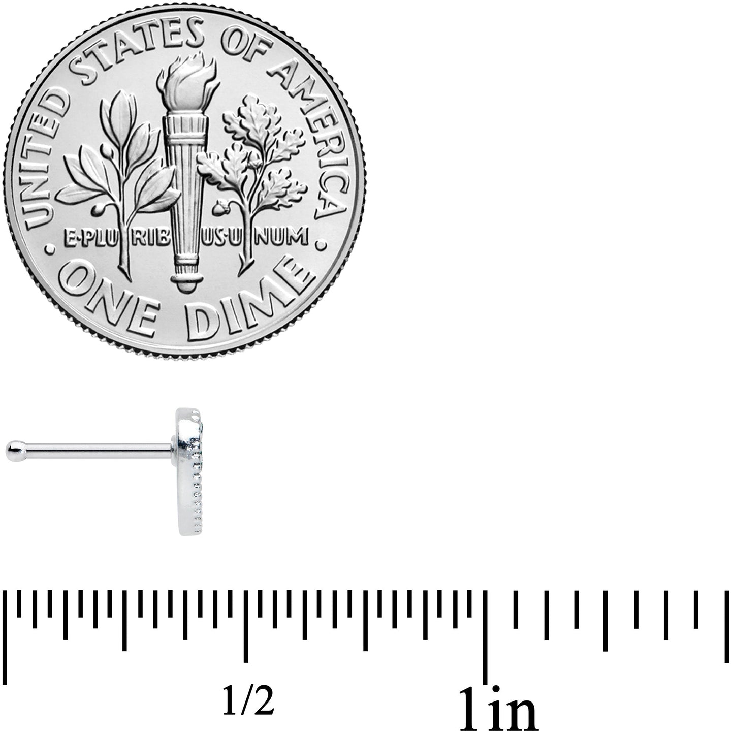 20G 1/4 Green Gem Heart Tree Valentine Nose Bone