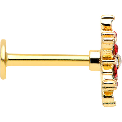16G 5/16 Red Aurora Gem Gold Tone Xmas Star Holiday Labret Tragus