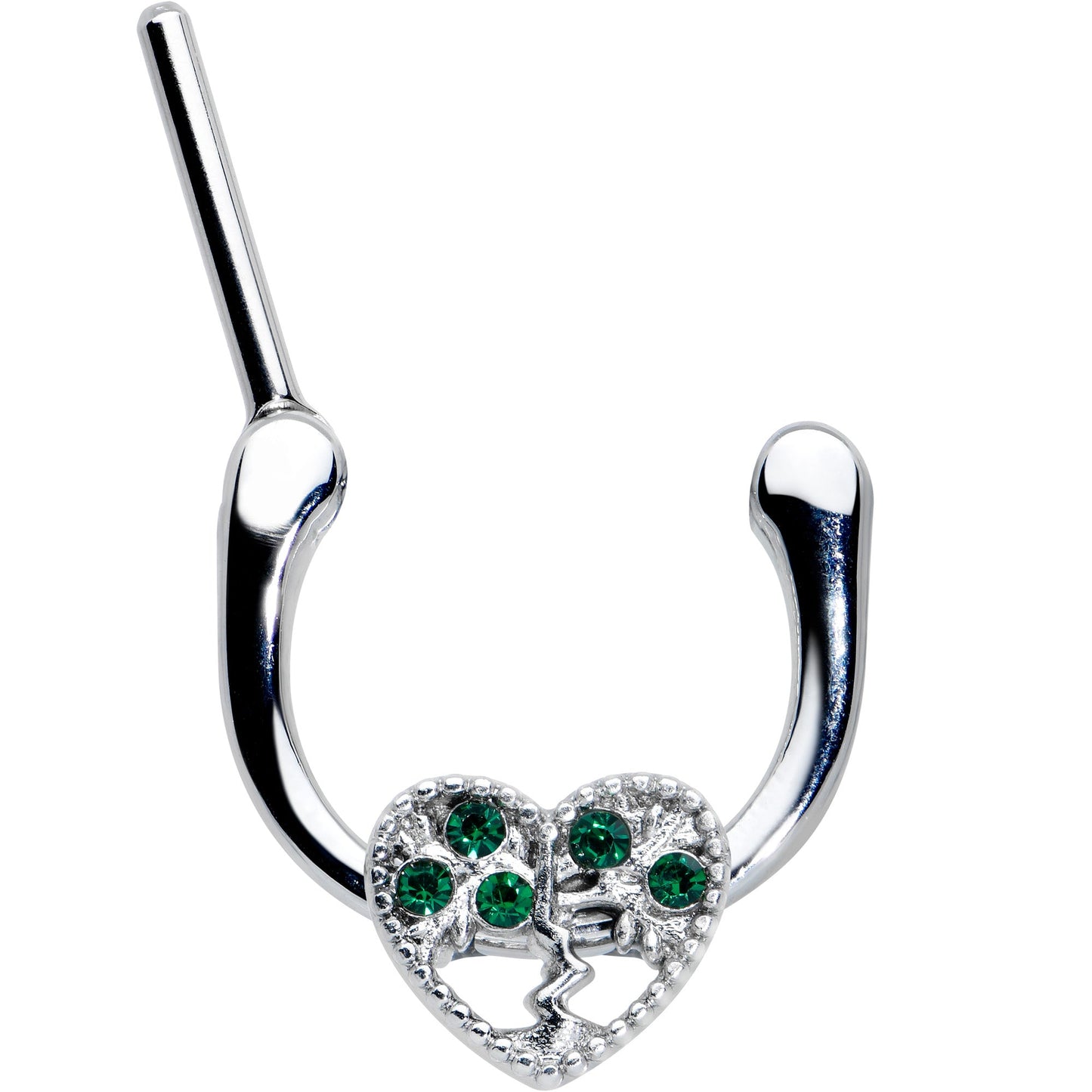 16G 5/16 Green Gem Heart Tree Valentine Cartilage Clicker