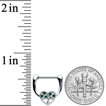 16G 5/16 Green Gem Heart Tree Valentine Cartilage Clicker