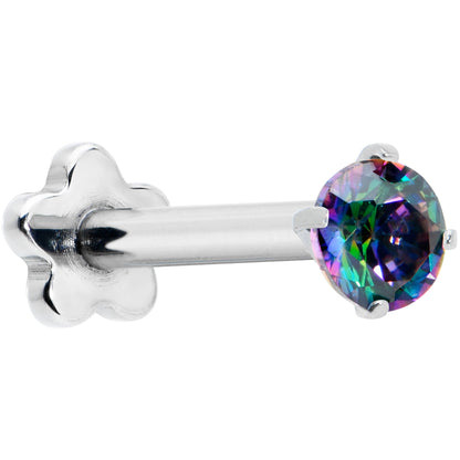16G 5/16 Vitrail CZ G23 Titanium Threadless Flower Labret Tragus